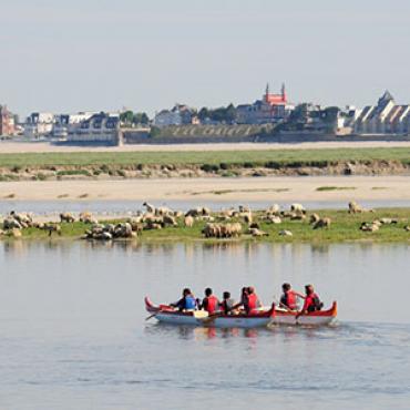 pirogue, vue sur Le Crotoy, Somme